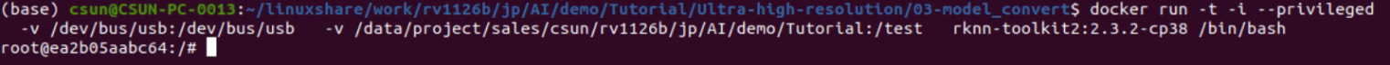 図3-2 RKNN-Toolkit2 Docker 環境の起動コマンド