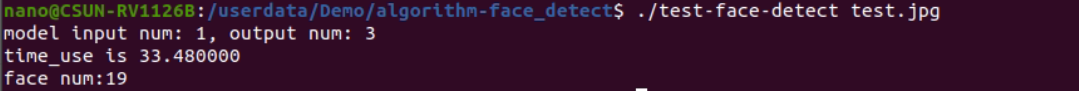 face detect board run output
