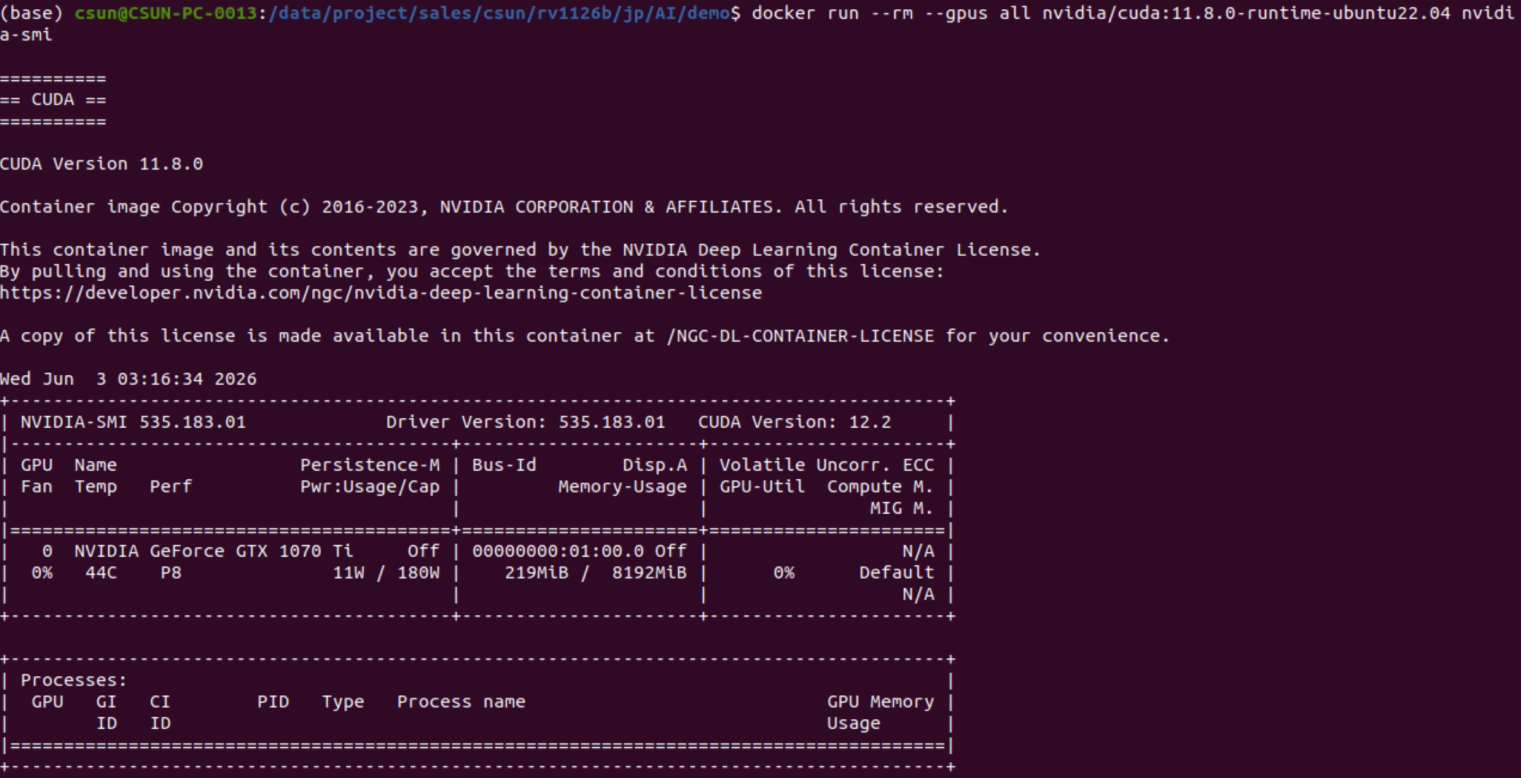 Docker GPU確認結果